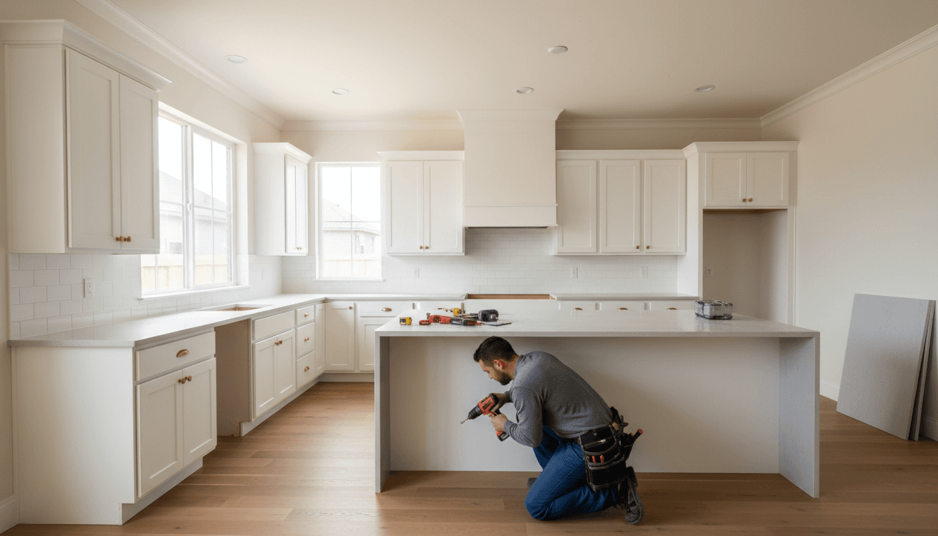 Renovated kitchen with custom cabinetry and professional tile backsplash